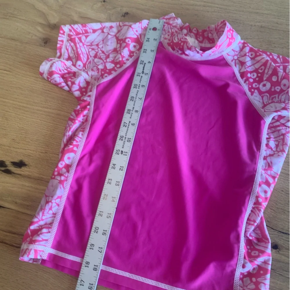 Coolies Floral Tropical Rashguard  Pink White Girls 12 Preloved‎